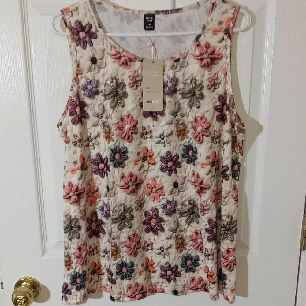 Emery Rose Floral Tank Top in Pink and Purple